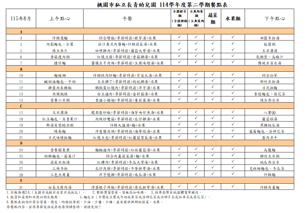 115年8月菜單